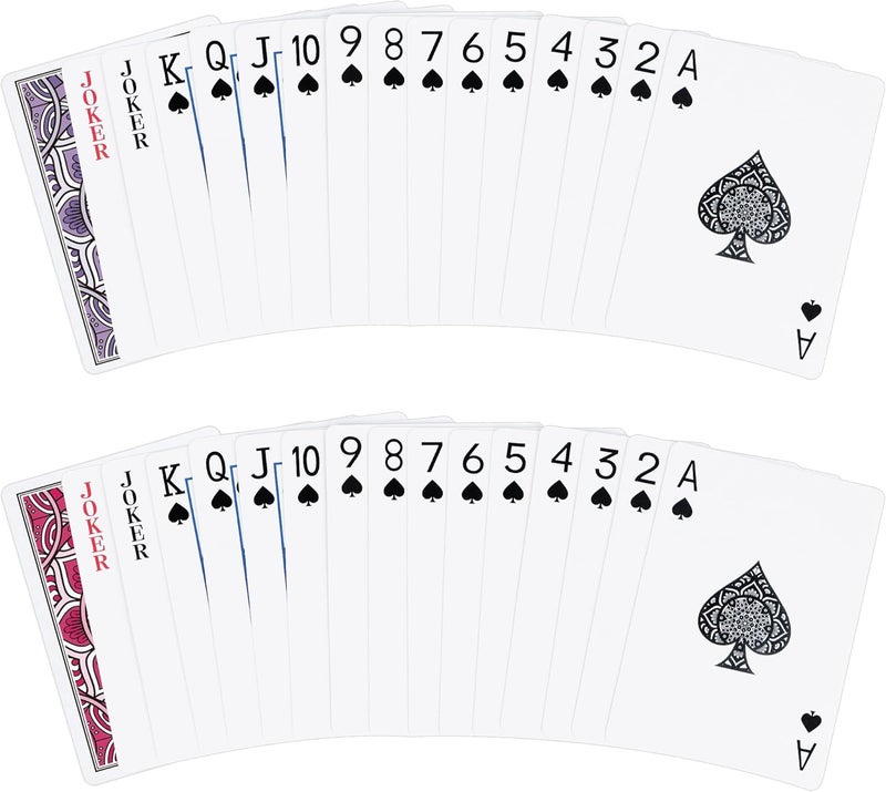 Metsyth Playing Cards 2 Pack, Deck of Cards, Standard Poker Card Set,Fun Card Games for Adults,Easy Shuffle Unique Design Card for Pinochle,Bridge,Go Fish,Cartas(Pink/Purple) - Image 2